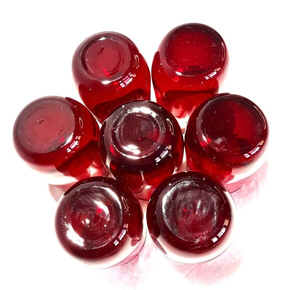 Ruby Rolly Polly 7 Red Juice Glasses Anchor Hocking 6 oz Retro MCM - Picture 4 of 6